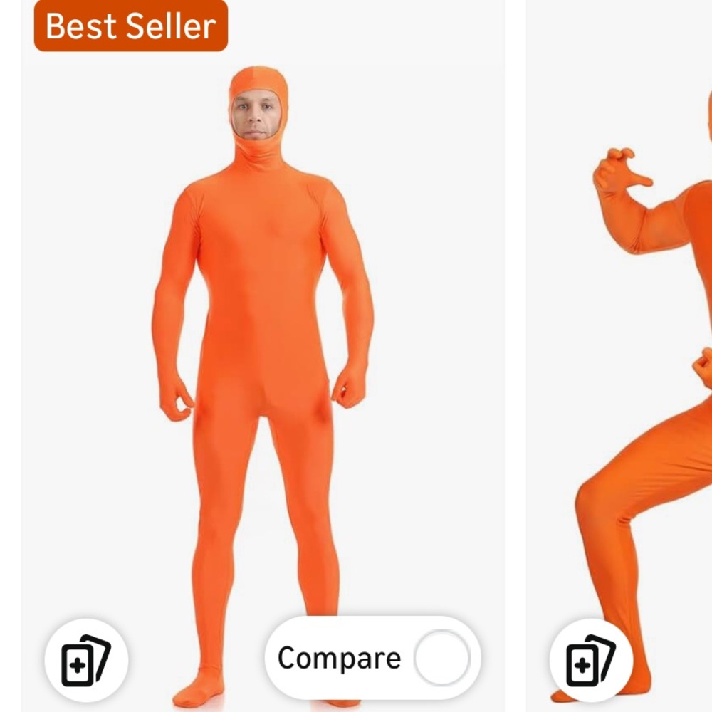 Men's Orange uni-suit Spandex Open Face Suit/Lorax Halloween Costume